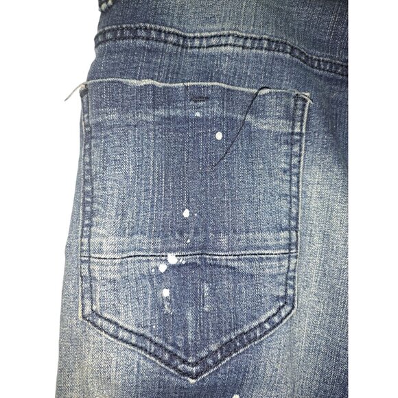 Legendary Rawalty Distressed Blue Denim Jeans With Red Applique Patch Size 36x32 - Picture 14 of 14